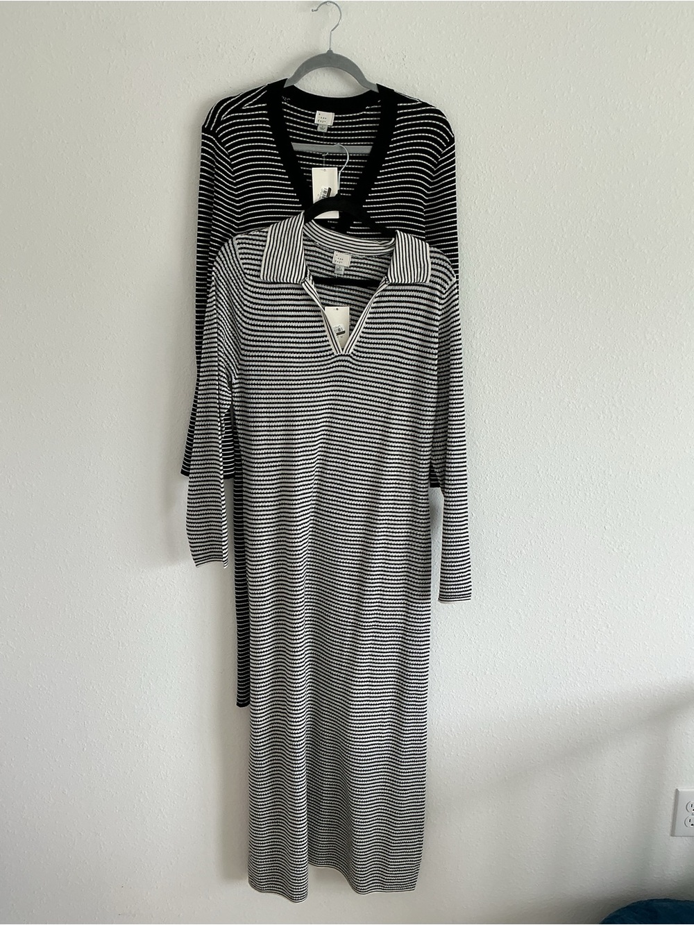 a new day Black & White Striped Collared Maxi Dress